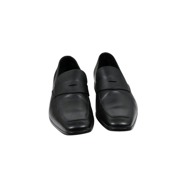 Prada Mens Penny Loafers US 8.5 UK 7.5 Black Saffiano Leather Slip On Moccasins - Picture 2 of 10